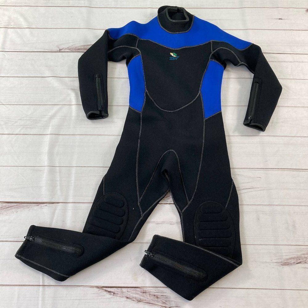 IST Kids Black Blue 3mm Long Sleeve Full Body Wetsuit Neoprene Swimming Suits XL